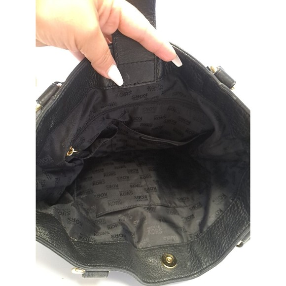 MICHAEL KORS Large Black Leather Studded Buckle Handbag/Shoulder Strap Tote Chic - Picture 9 of 14